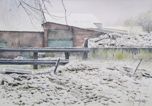 Boerderij in de winter, Asselkouter, Munte,2021,(538)